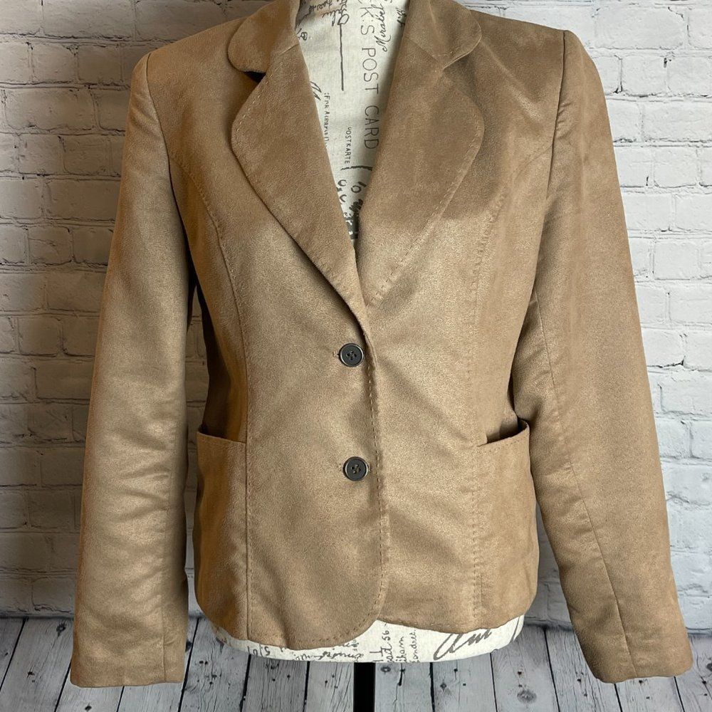 Real Comfort by Chadwicks Beige Faux Suede Blazer